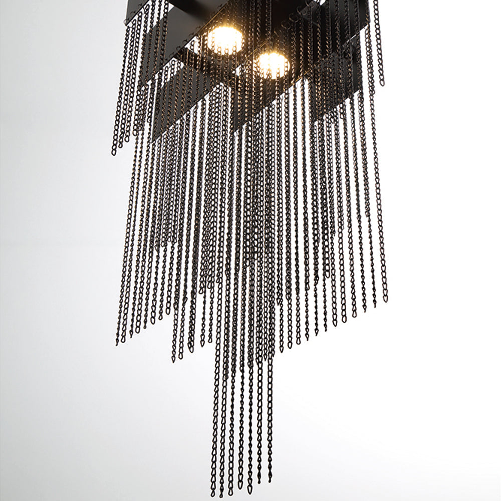 Eurofase Lighting Bloomfield 12" 2-Light Dimmable Integrated LED Metal Black Pendant Light With Black Metal Chain Waterfall Accent