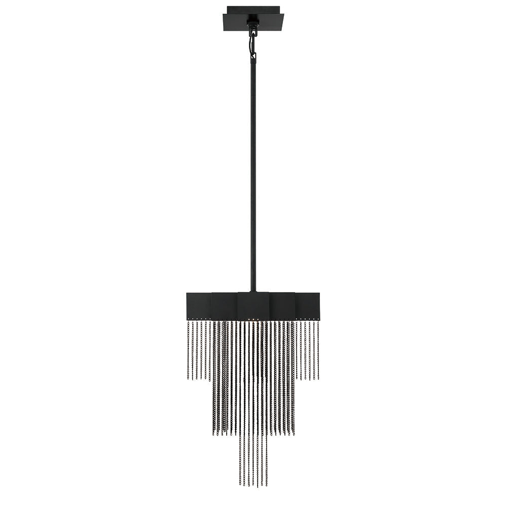 Eurofase Lighting Bloomfield 12" 2-Light Dimmable Integrated LED Metal Black Pendant Light With Black Metal Chain Waterfall Accent