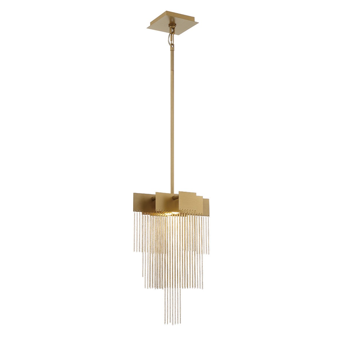 Eurofase Lighting Bloomfield 12" 2-Light Dimmable Integrated LED Metal Gold Pendant Light With Gold Metal Chain Waterfall Accent
