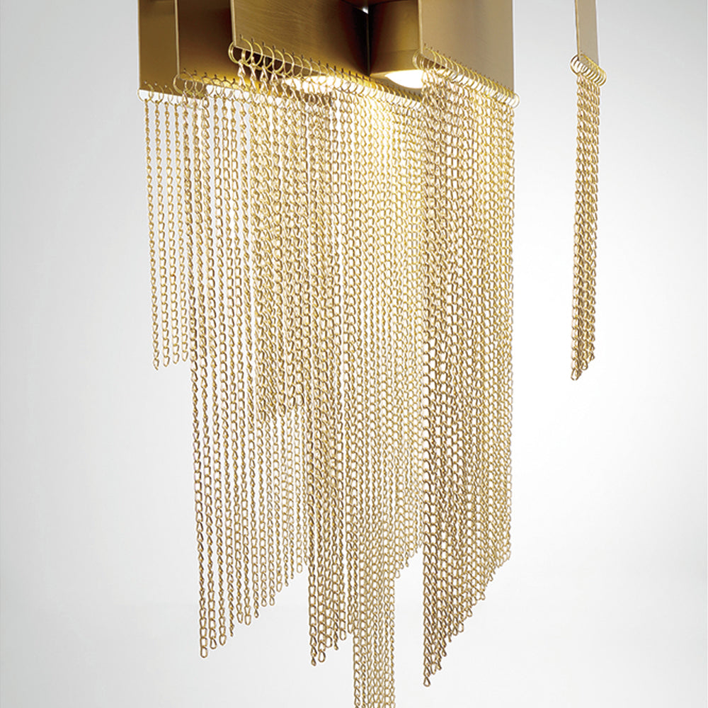 Eurofase Lighting Bloomfield 12" 2-Light Dimmable Integrated LED Metal Gold Pendant Light With Gold Metal Chain Waterfall Accent