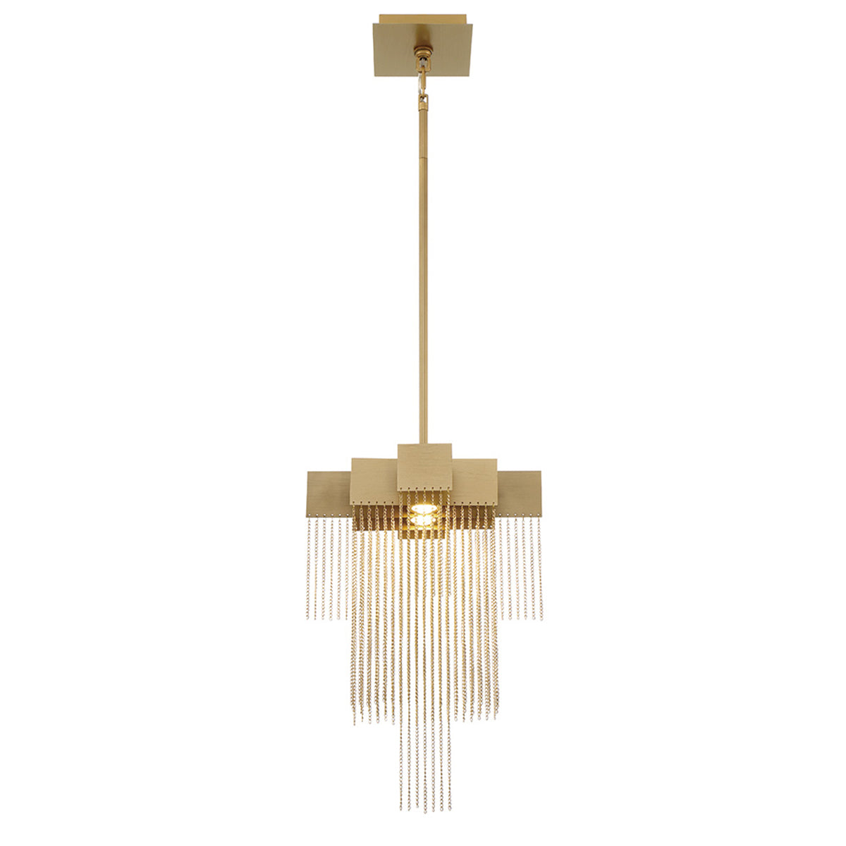 Eurofase Lighting Bloomfield 12" 2-Light Dimmable Integrated LED Metal Gold Pendant Light With Gold Metal Chain Waterfall Accent