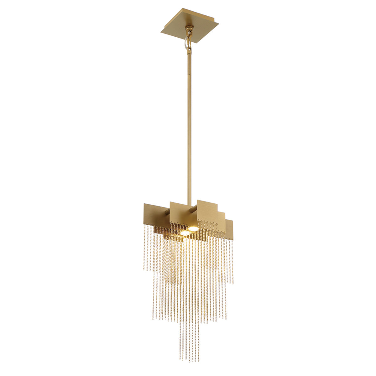 Eurofase Lighting Bloomfield 12" 2-Light Dimmable Integrated LED Metal Gold Pendant Light With Gold Metal Chain Waterfall Accent