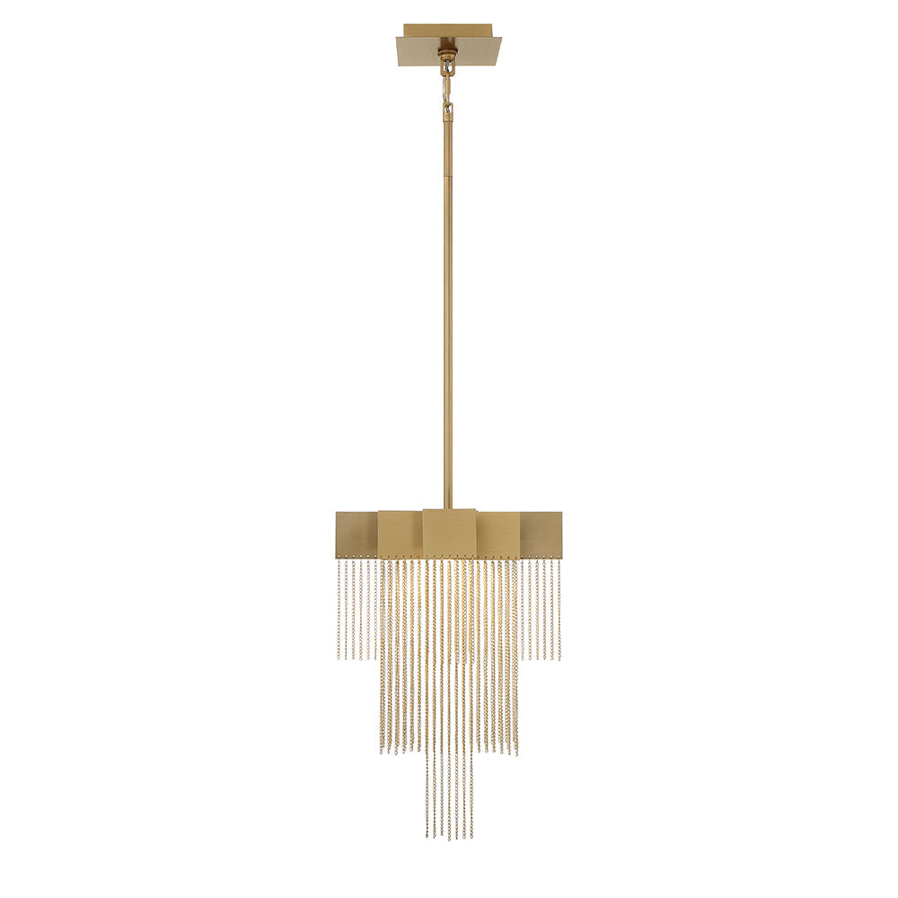 Eurofase Lighting Bloomfield 12" 2-Light Dimmable Integrated LED Metal Gold Pendant Light With Gold Metal Chain Waterfall Accent