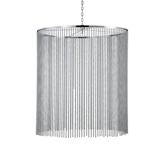 Eurofase Lighting Bloomington 38" Large Metal Round Chrome Bead Curtain With Trimmable Metal Beads