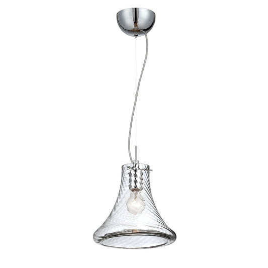 Eurofase Lighting Bloor 10" Round Clear Dimmable Incandescent Pendant Light With Rippled Hand Blown Glass Shade