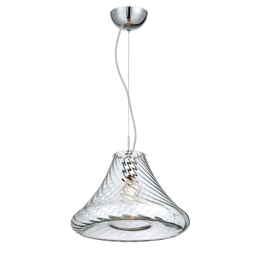 Eurofase Lighting Bloor 15" Round Clear Dimmable Incandescent Pendant Light With Rippled Hand Blown Glass Shade