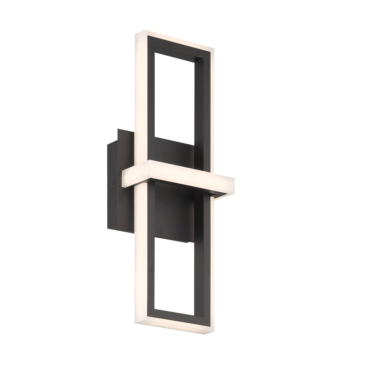 Eurofase Lighting Bordo 16" 1-Light Integrated LED White Acrylic Shade Matte Black Steel Aluminum Wall Sconce