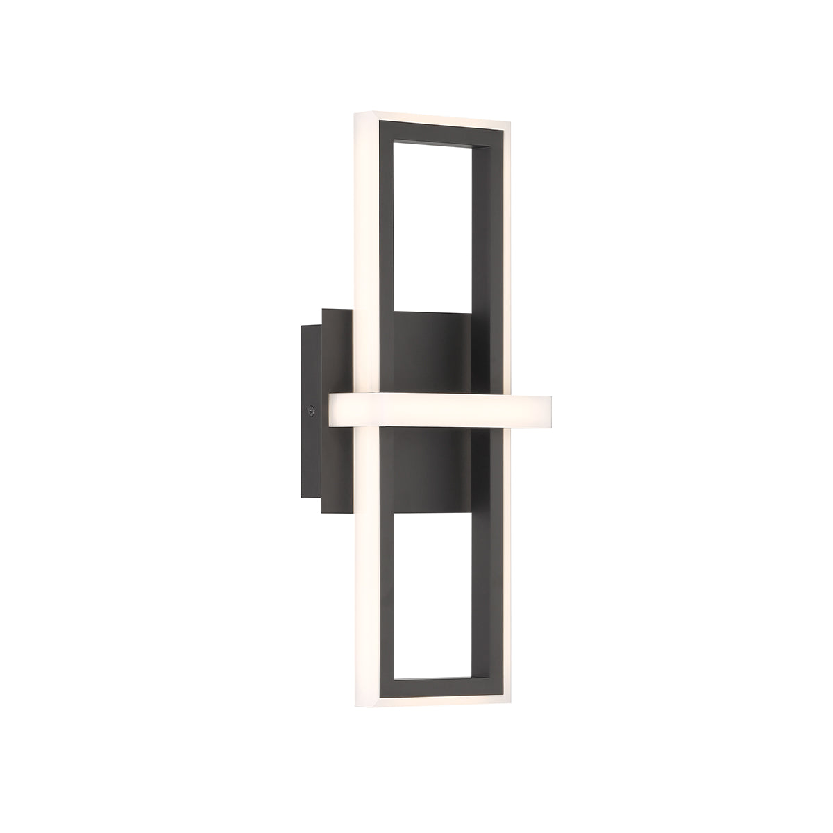Eurofase Lighting Bordo 16" 1-Light Integrated LED White Acrylic Shade Matte Black Steel Aluminum Wall Sconce