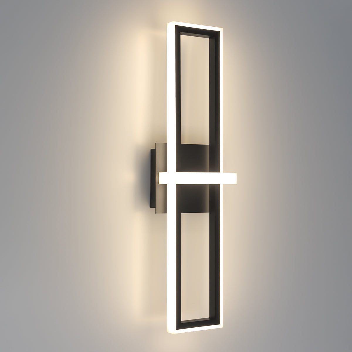Eurofase Lighting Bordo 24" 1-Light Integrated LED White Acrylic Shade Matte Black Steel Aluminum Wall Sconce