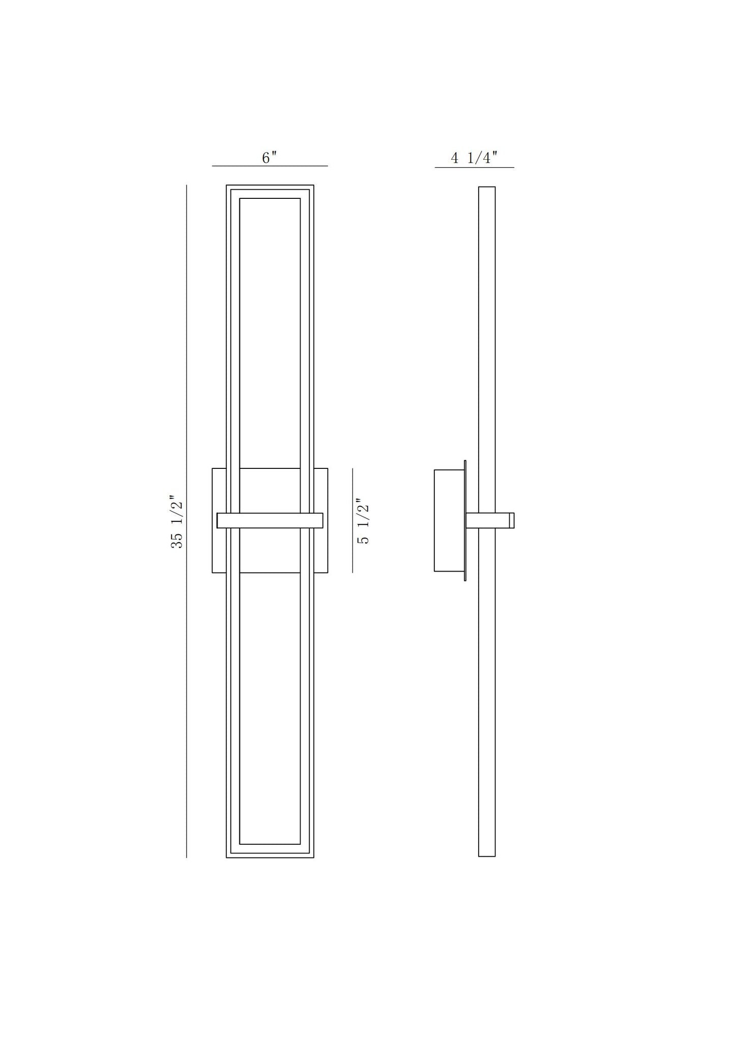Eurofase Lighting Bordo 36" 1-Light Integrated LED White Acrylic Shade Matte Black Steel Aluminum Wall Sconce