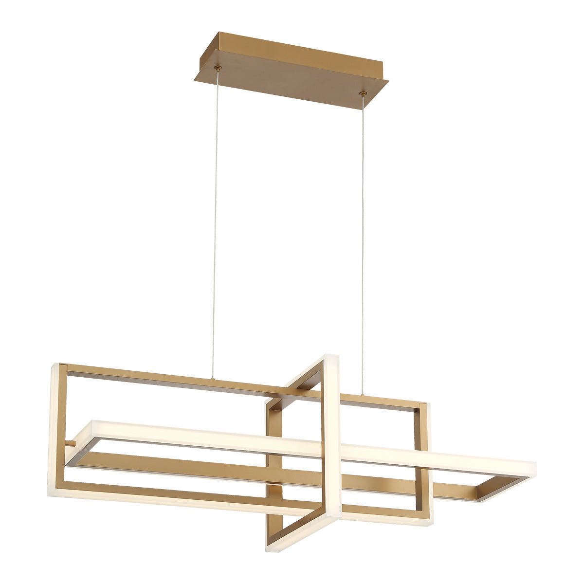 Eurofase Lighting Bordo 38" Dimmable Integrated LED Metal Linear Satin Gold Chandelier With White Acrylic Shade