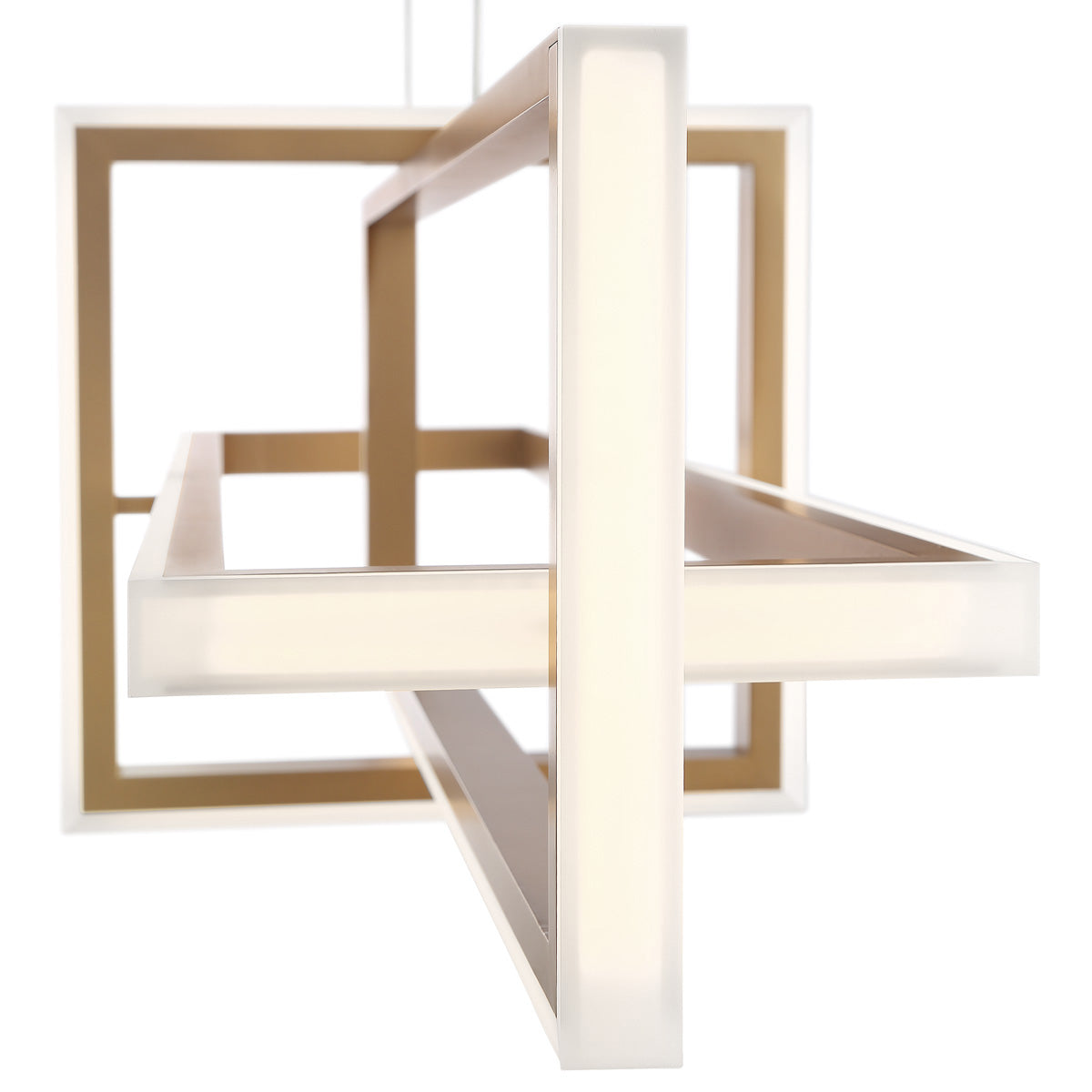 Eurofase Lighting Bordo 38" Dimmable Integrated LED Metal Linear Satin Gold Chandelier With White Acrylic Shade