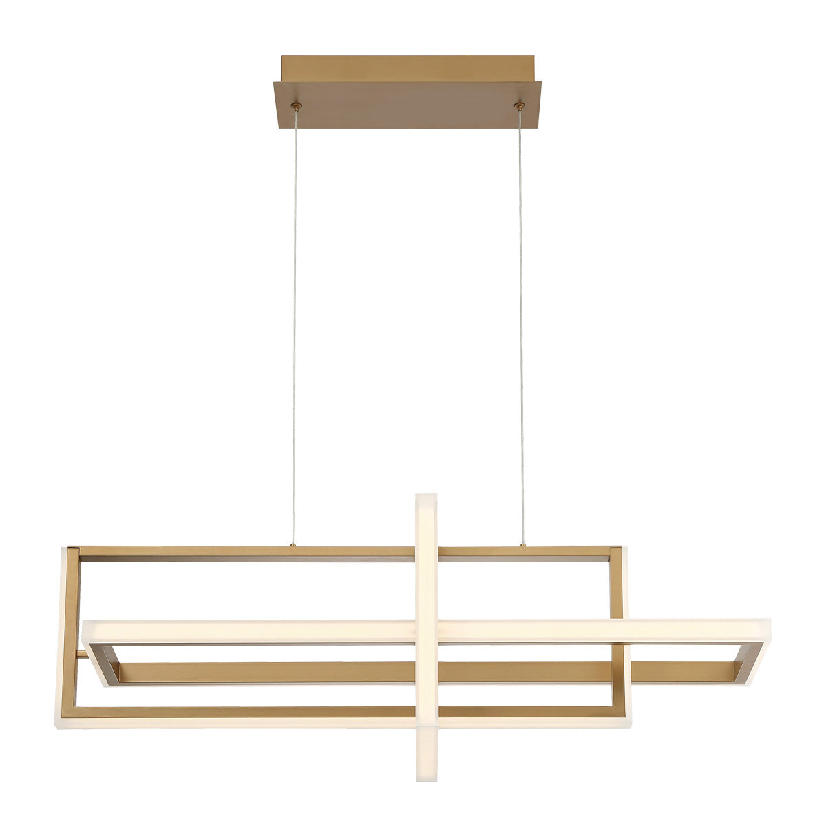 Eurofase Lighting Bordo 38" Dimmable Integrated LED Metal Linear Satin Gold Chandelier With White Acrylic Shade