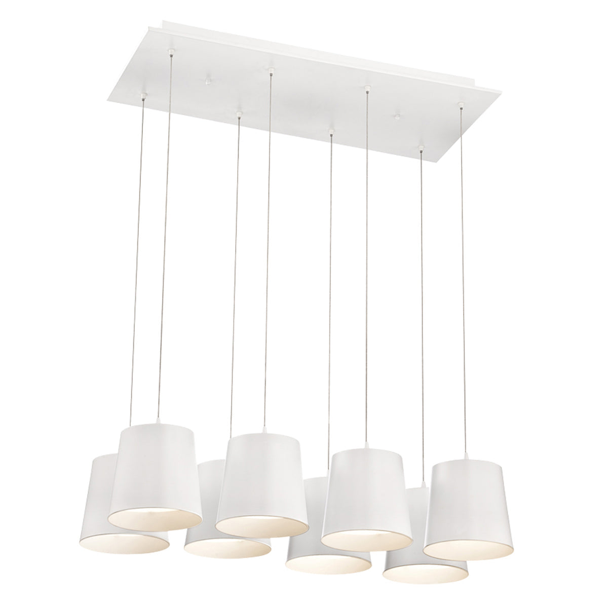 Eurofase Lighting Borto 13" 8-Light Dimmable Integrated LED Matte White Rectangular Chandelier With Matte White Shades