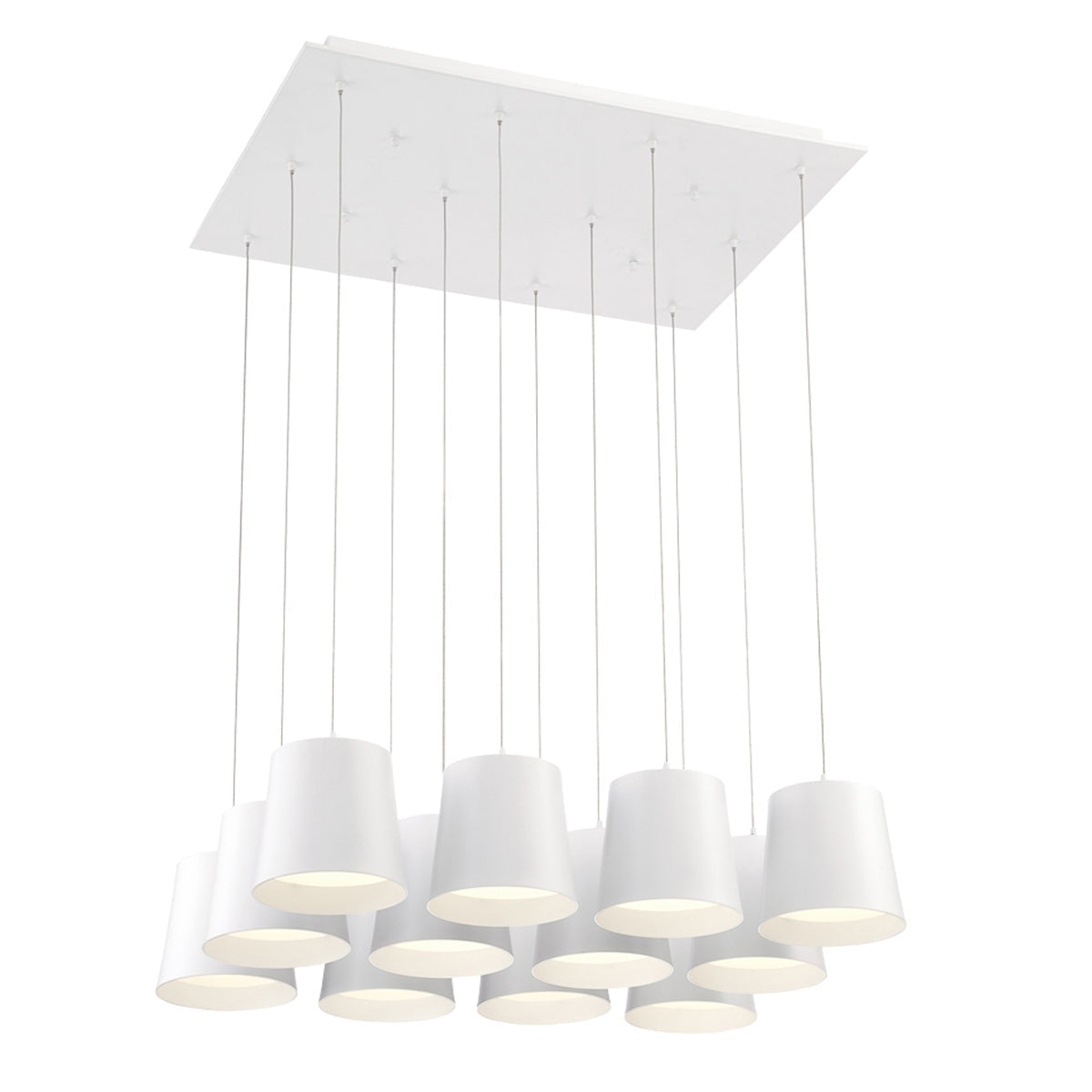 Eurofase Lighting Borto 27" 12-Light Dimmable Integrated LED Matte White Square Chandelier With Matte White Shades