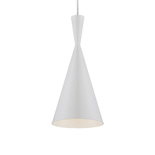 Eurofase Lighting Bronx 8" Dimmable Incandescent White Aluminum Pendant Light With White Metal Shade