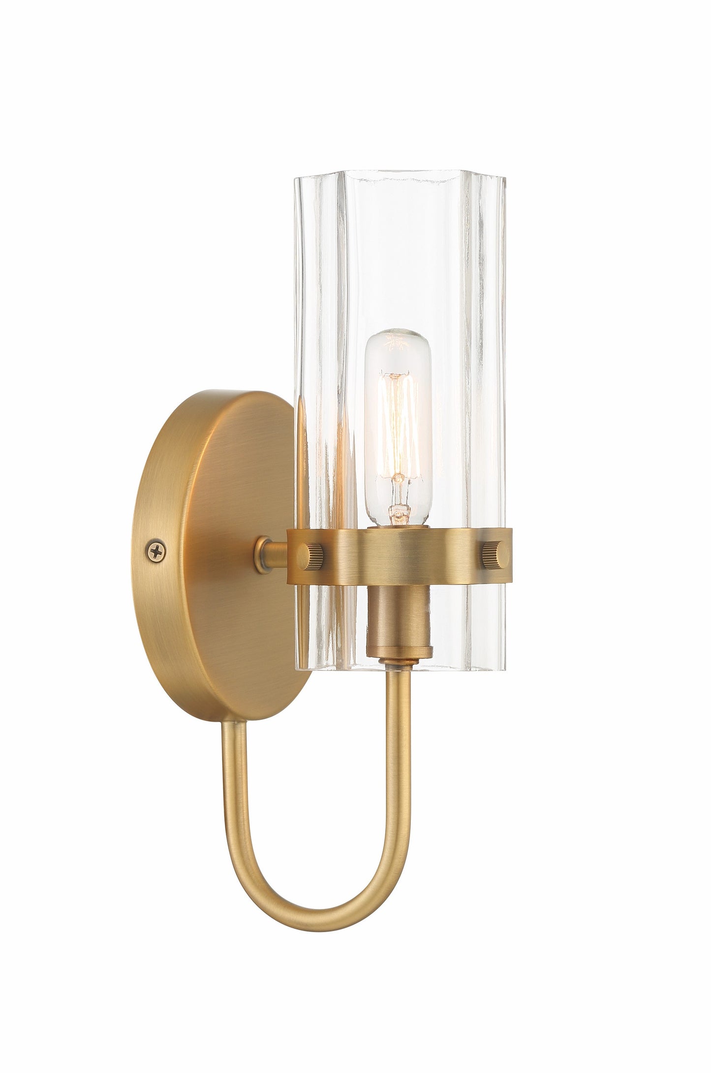 Eurofase Lighting Brook 11" Gold Wall Sconce With Clear Glass Shade