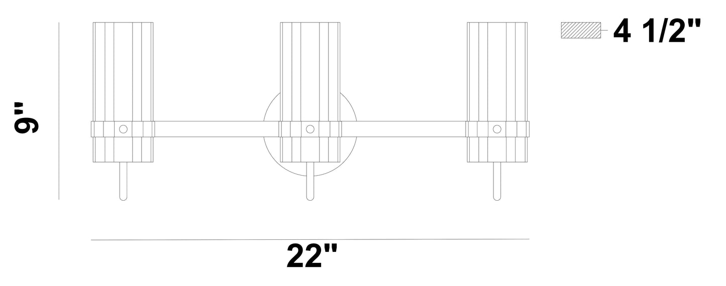 Eurofase Lighting Brook 22" 3-Light Chrome Vanity Light With Clear Glass Shades