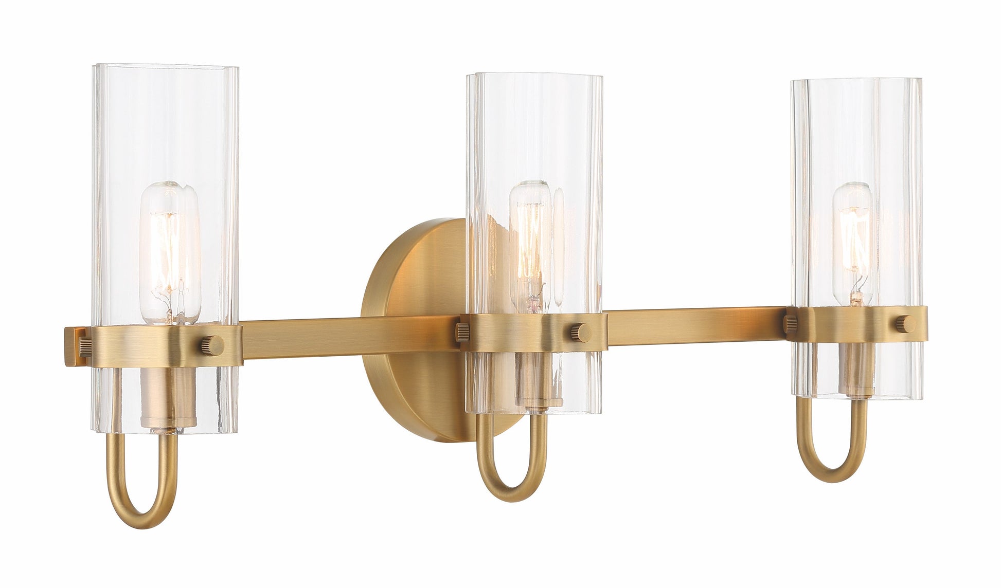 Eurofase Lighting Brook 22" 3-Light Gold Vanity Light With Clear Glass Shades