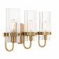 Eurofase Lighting Brook 22" 3-Light Gold Vanity Light With Clear Glass Shades