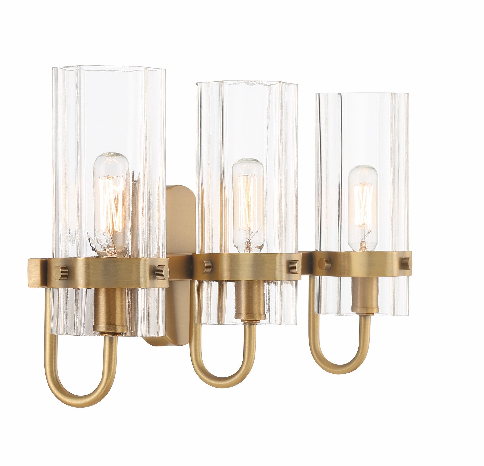 Eurofase Lighting Brook 22" 3-Light Gold Vanity Light With Clear Glass Shades