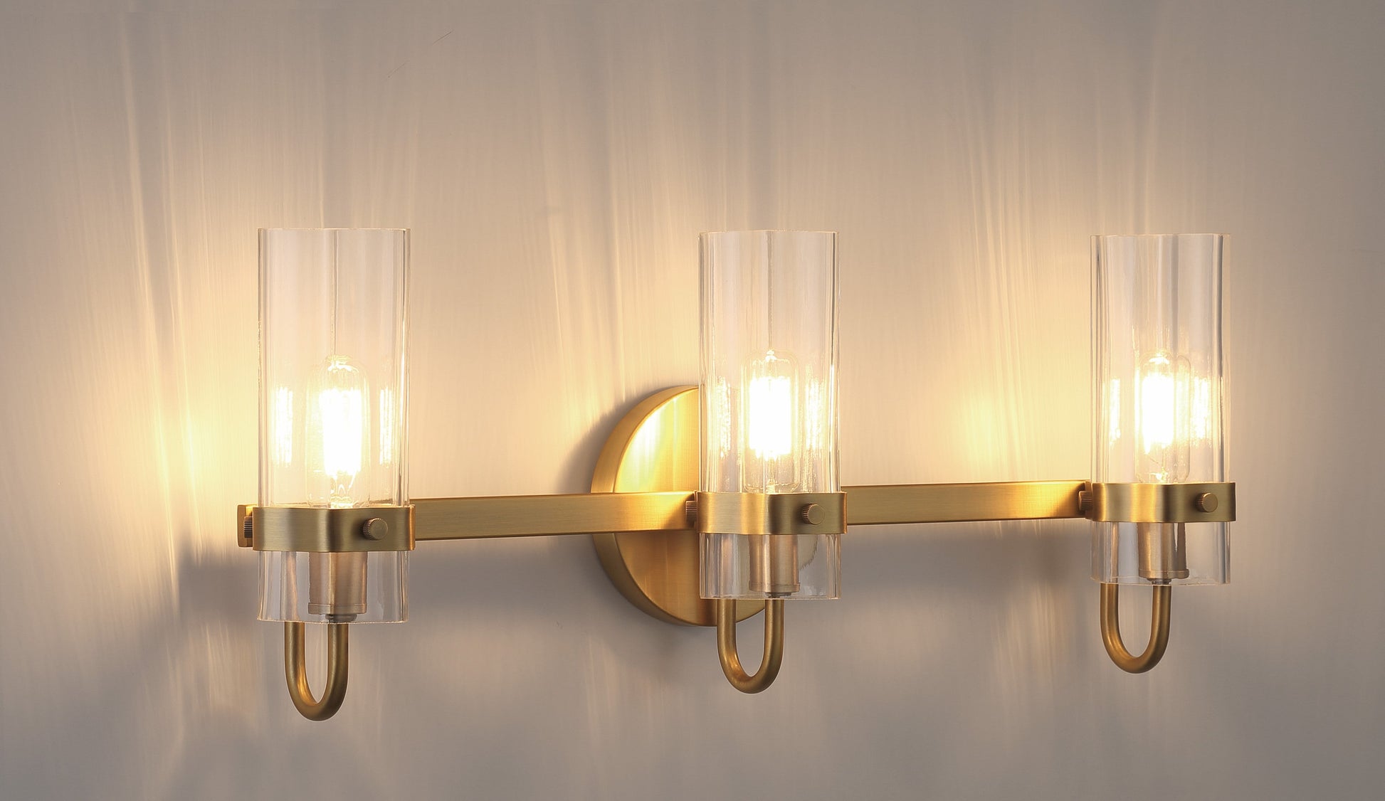 Eurofase Lighting Brook 22" 3-Light Gold Vanity Light With Clear Glass Shades