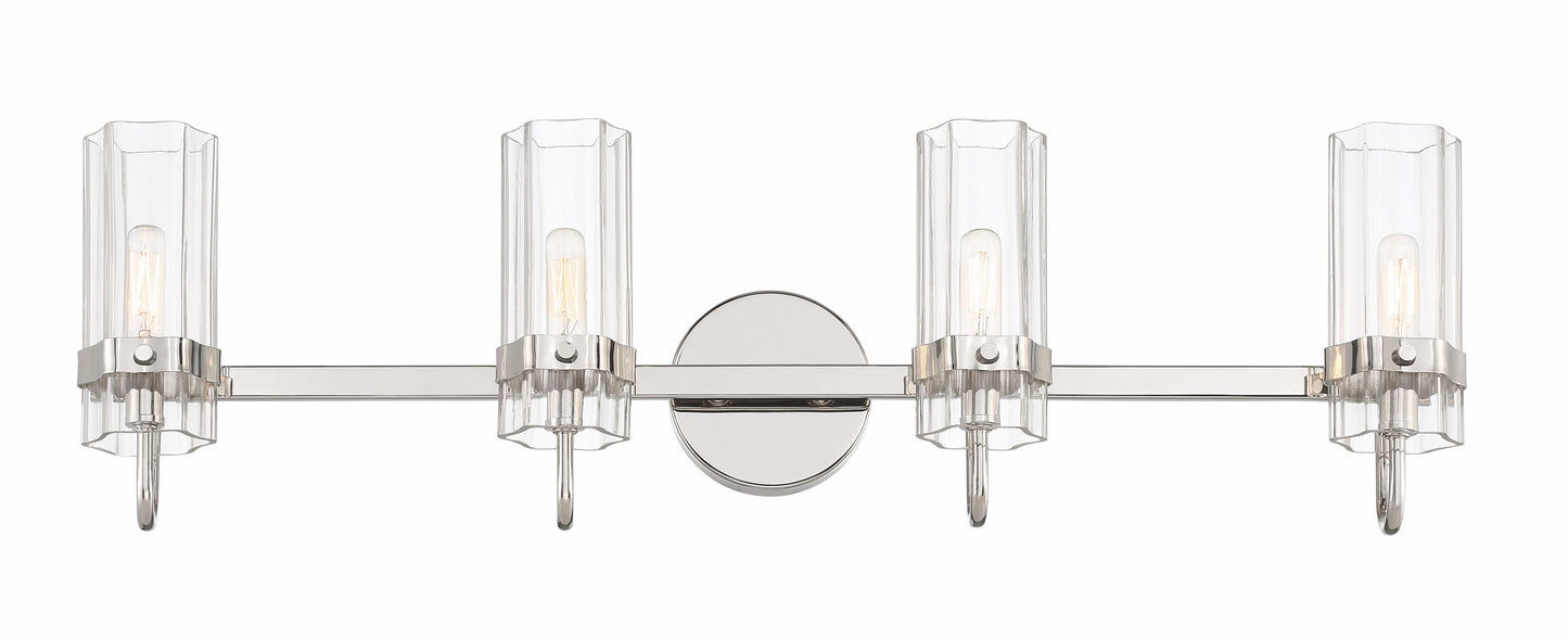 Eurofase Lighting Brook 31" 4-Light Chrome Vanity Light With Clear Glass Shades