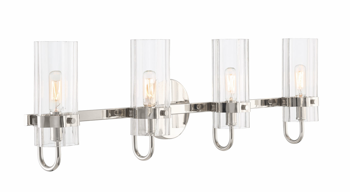 Eurofase Lighting Brook 31" 4-Light Chrome Vanity Light With Clear Glass Shades