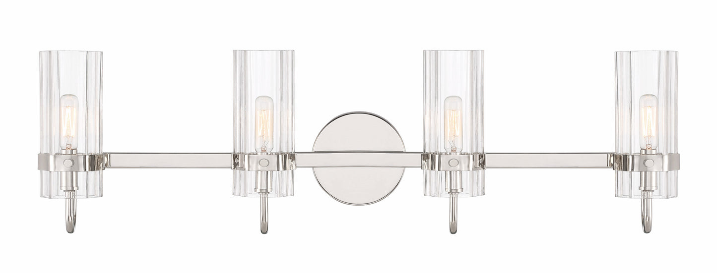 Eurofase Lighting Brook 31" 4-Light Chrome Vanity Light With Clear Glass Shades