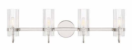 Eurofase Lighting Brook 31" 4-Light Chrome Vanity Light With Clear Glass Shades