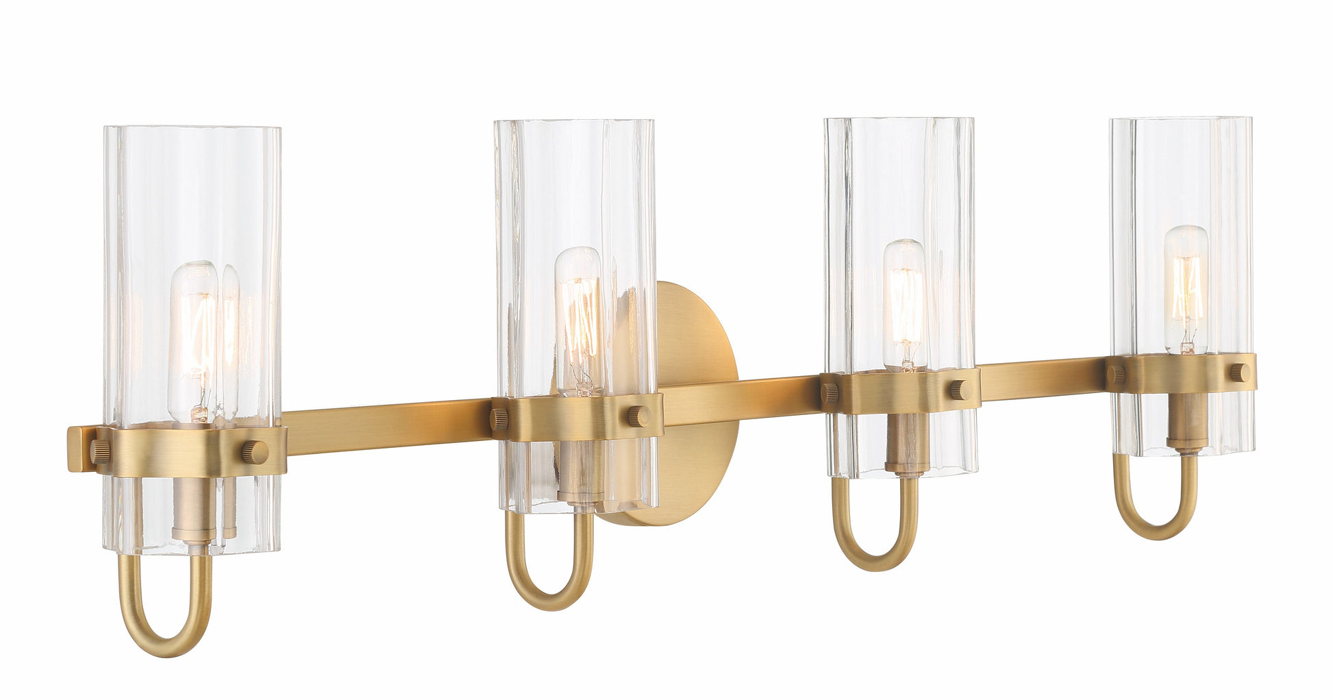 Eurofase Lighting Brook 31" 4-Light Gold Vanity Light With Clear Glass Shades