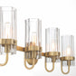 Eurofase Lighting Brook 31" 4-Light Gold Vanity Light With Clear Glass Shades