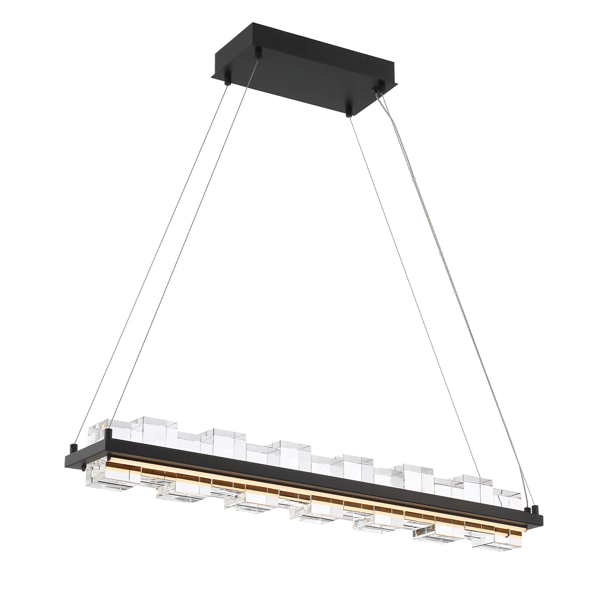 Eurofase Lighting Bruco 35" Dimmable Integrated LED Matte Black Chandelier With Clear Glass Shades