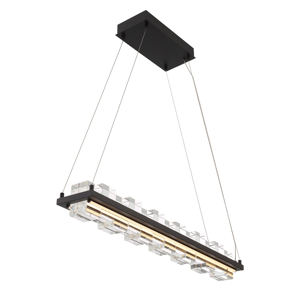 Eurofase Lighting Bruco 35" Dimmable Integrated LED Matte Black Chandelier With Clear Glass Shades