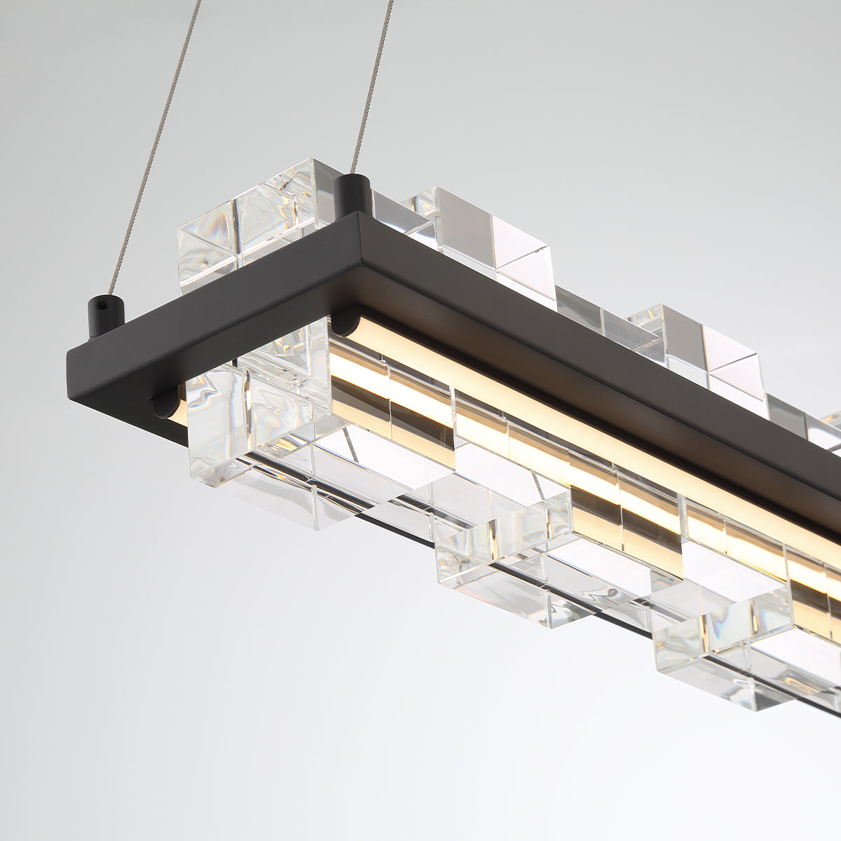 Eurofase Lighting Bruco 35" Dimmable Integrated LED Matte Black Chandelier With Clear Glass Shades