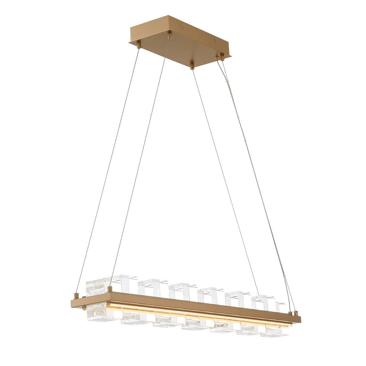 Eurofase Lighting Bruco 35" Dimmable Integrated LED Matte Gold Chandelier With Clear Glass Shades