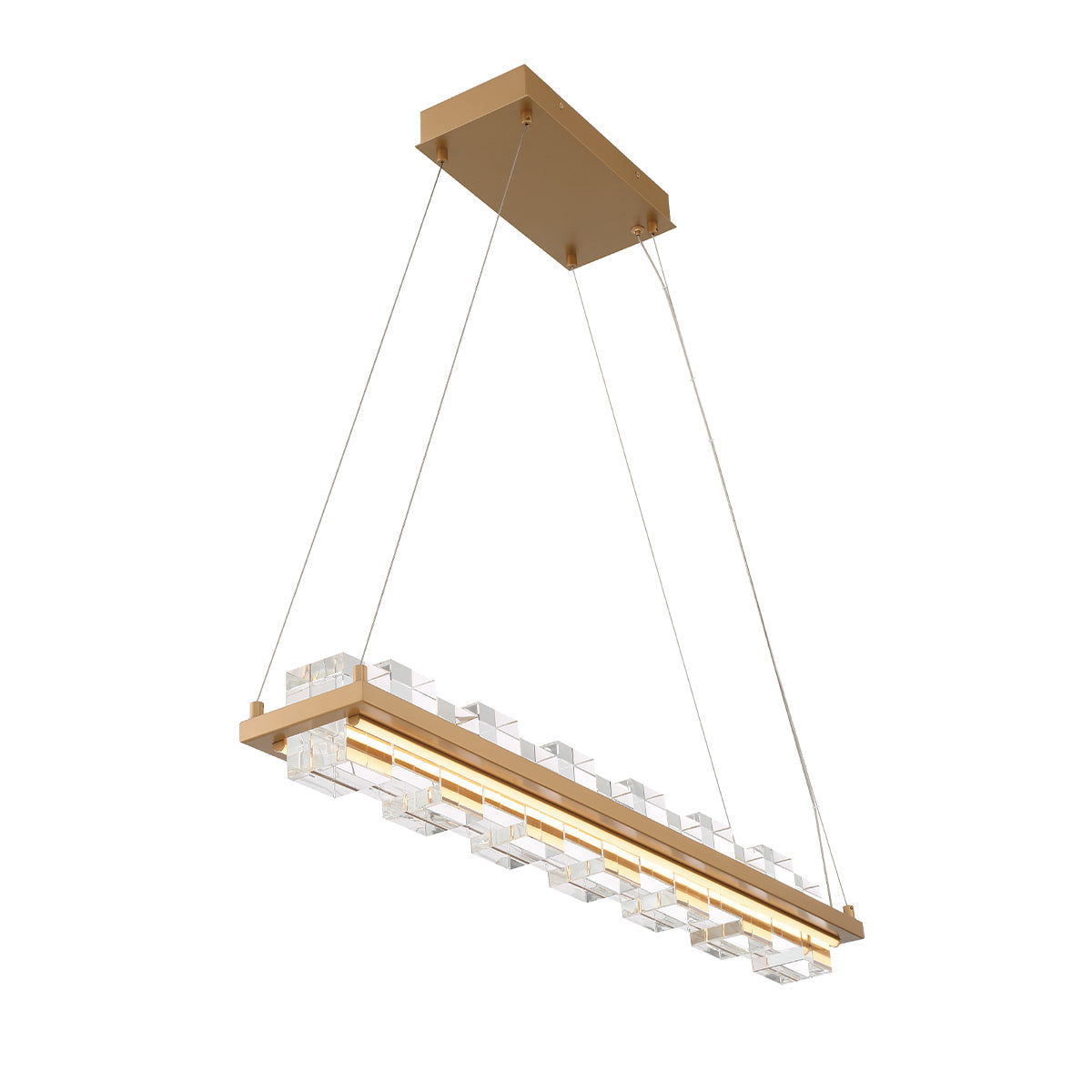 Eurofase Lighting Bruco 35" Dimmable Integrated LED Matte Gold Chandelier With Clear Glass Shades
