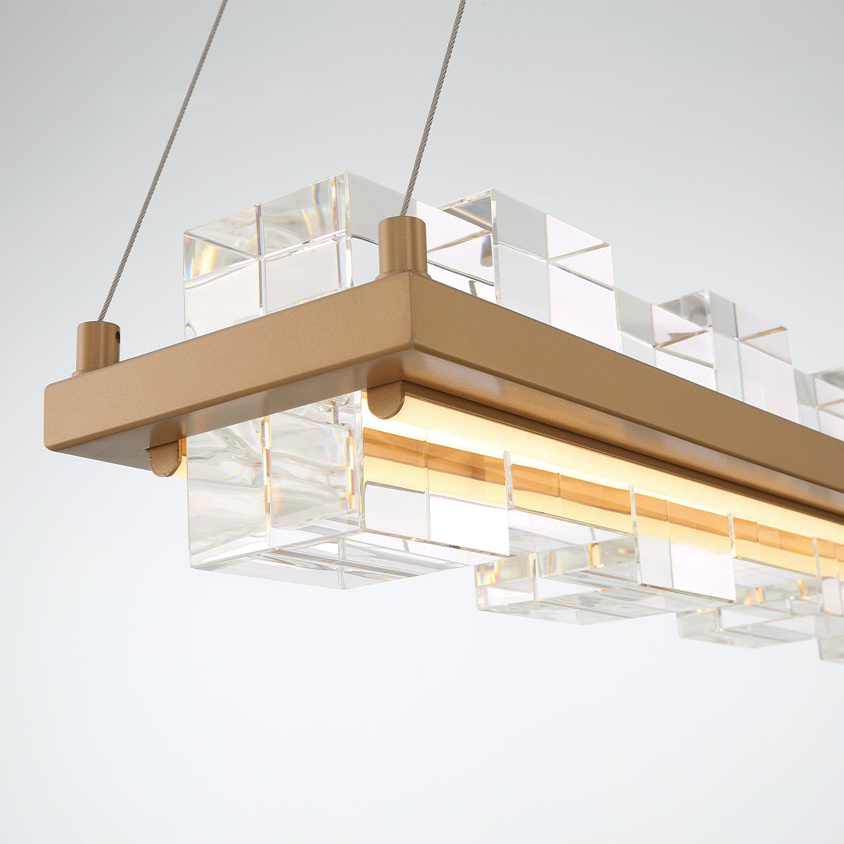 Eurofase Lighting Bruco 35" Dimmable Integrated LED Matte Gold Chandelier With Clear Glass Shades