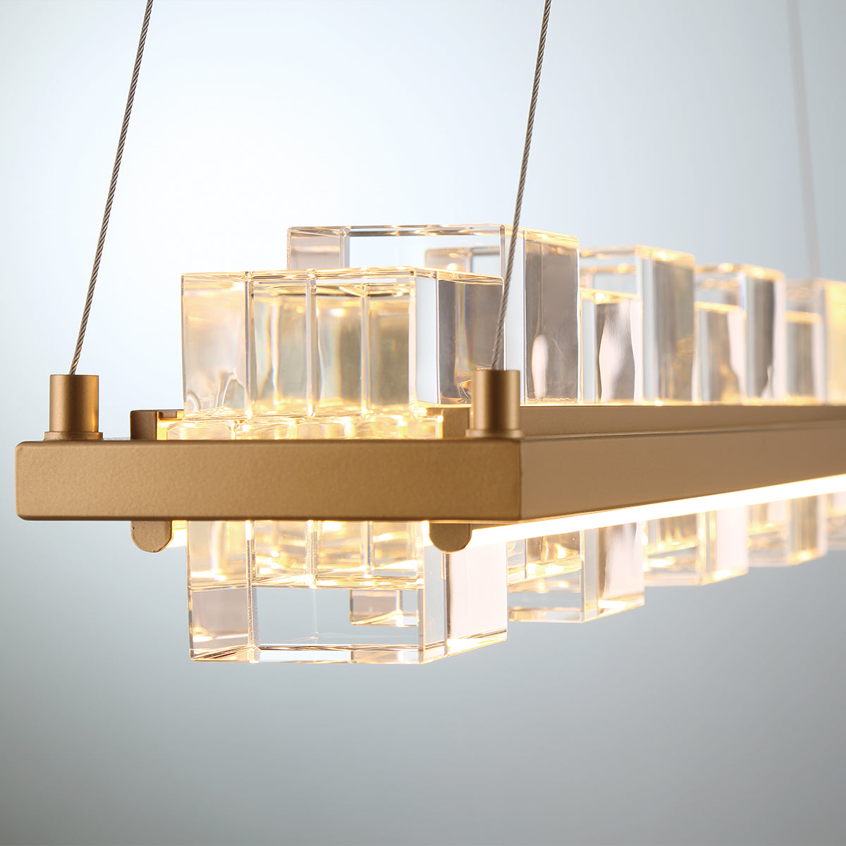Eurofase Lighting Bruco 35" Dimmable Integrated LED Matte Gold Chandelier With Clear Glass Shades