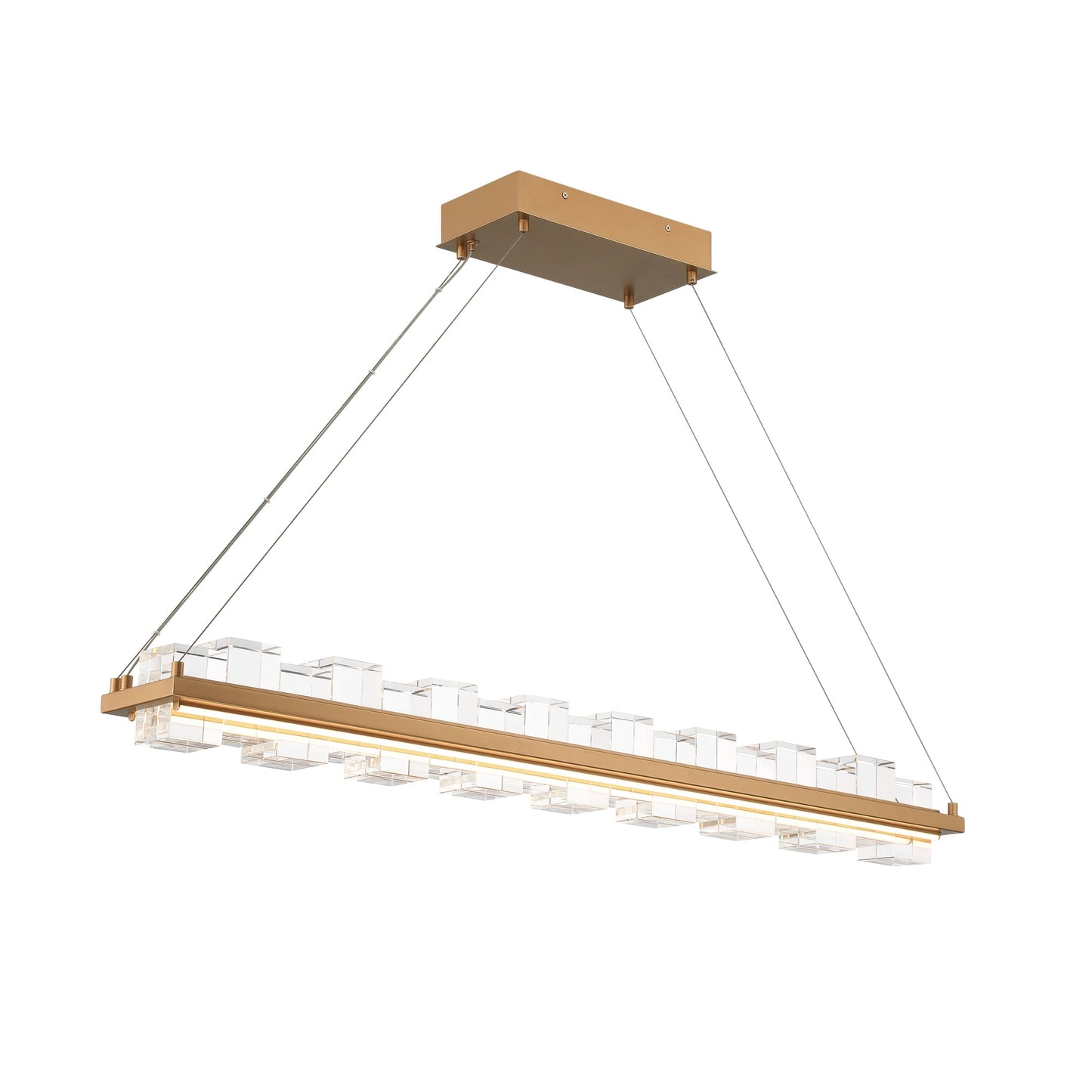 Eurofase Lighting Bruco 45" Dimmable Integrated LED Gold Chandelier With Clear Glass Shades