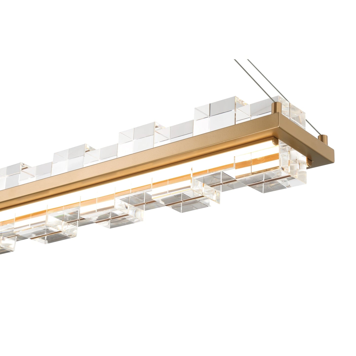 Eurofase Lighting Bruco 45" Dimmable Integrated LED Gold Chandelier With Clear Glass Shades