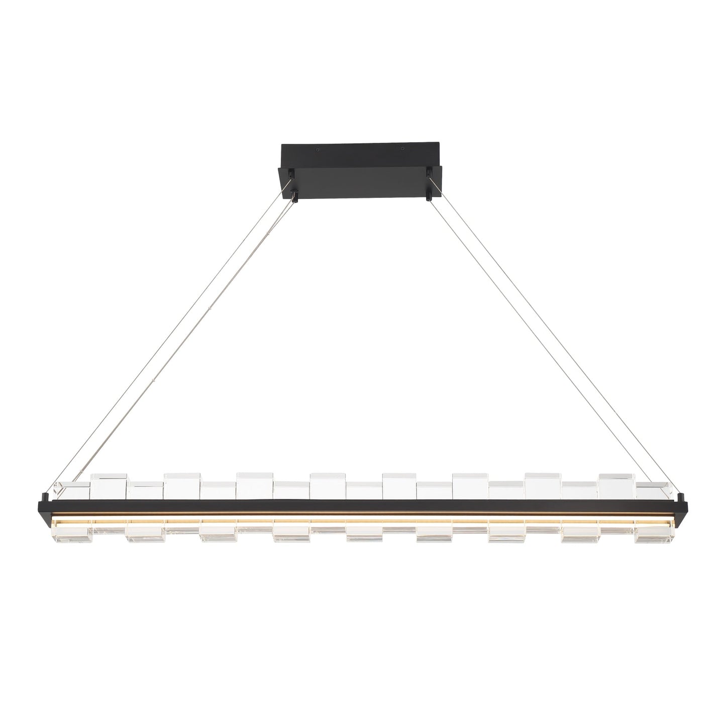 Eurofase Lighting Bruco 45" Dimmable Integrated LED Matte Black Chandelier With Clear Glass Shades