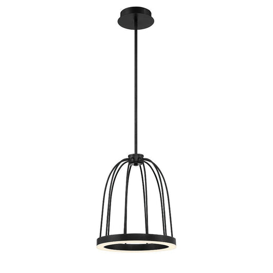 Eurofase Lighting Bura 12" Small Dimmable Integrated LED Ring Black Pendant Light With White Acrylic Shade