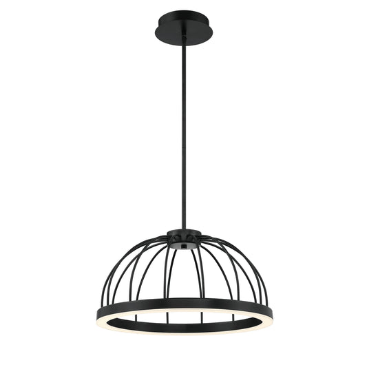Eurofase Lighting Bura 18" Medium Dimmable Integrated LED Ring Black Pendant Light With White Acrylic Shade