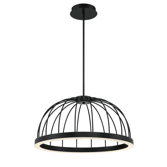 Eurofase Lighting Bura 24" Large Dimmable Integrated LED Ring Black Pendant Light With White Acrylic Shade