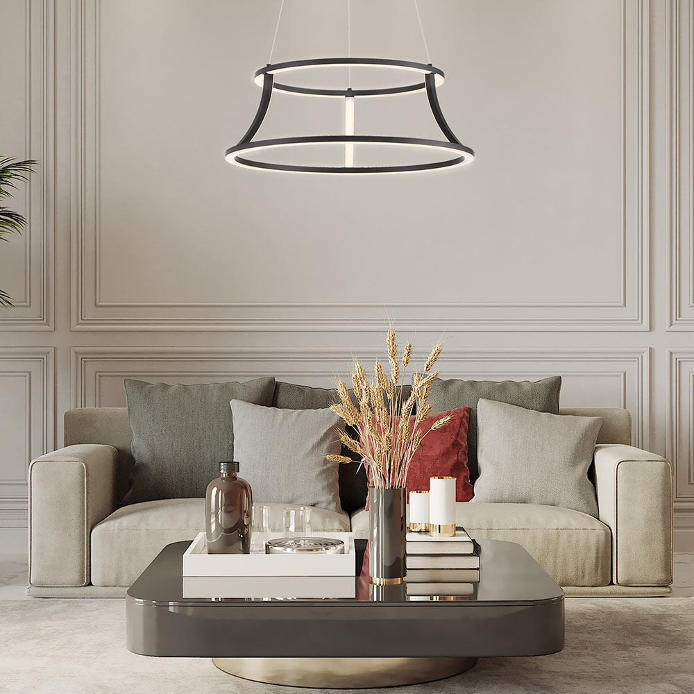 Eurofase Lighting Cadoux 20" Small Round Dimmable Integrated LED Matte Black Chandelier