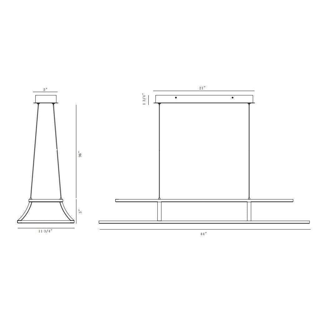 Eurofase Lighting Cadoux 44" Linear Dimmable Integrated LED Matte Black Chandelier