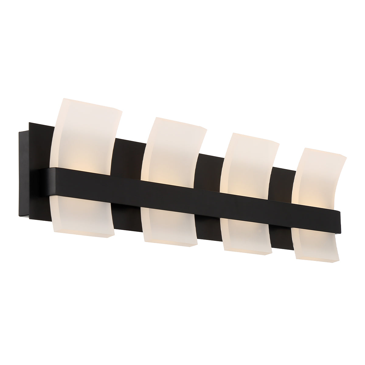 Eurofase Lighting Cambridge 29" 4-Light Dimmable Matte Black Integrated LED Bath Bar With Frosted Acrylic Shades