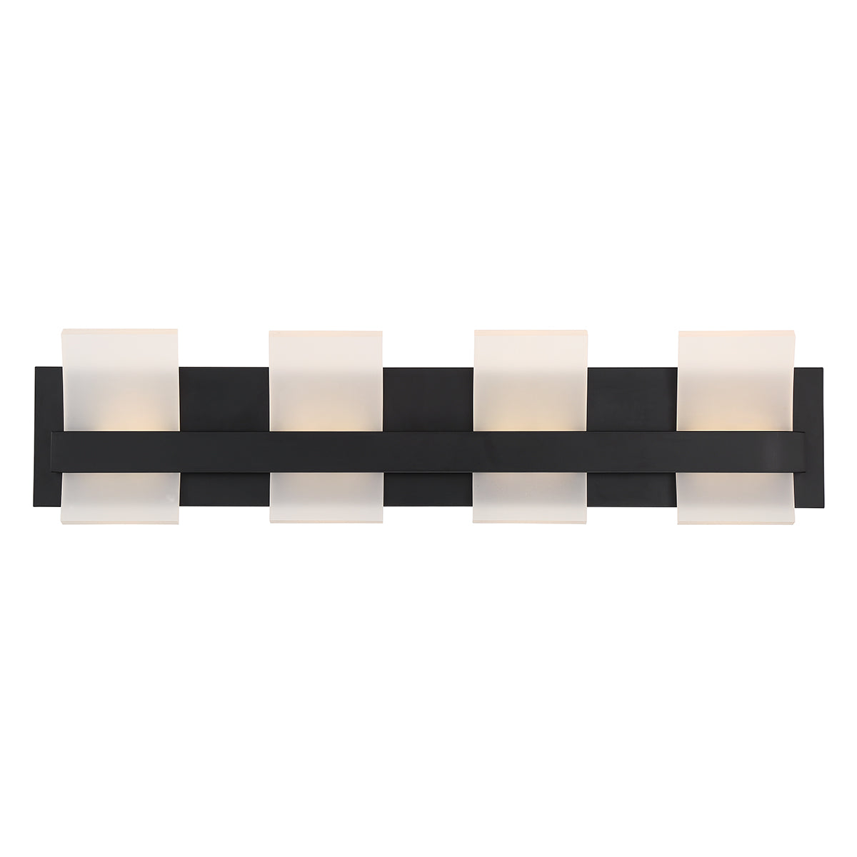 Eurofase Lighting Cambridge 29" 4-Light Dimmable Matte Black Integrated LED Bath Bar With Frosted Acrylic Shades