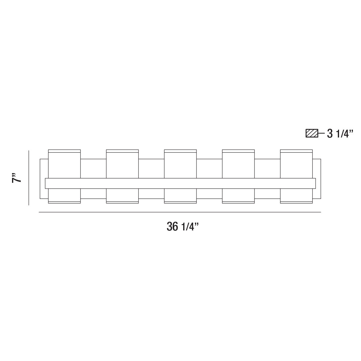 Eurofase Lighting Cambridge 36" 5-Light Dimmable Matte Black Integrated LED Bath Bar With Frosted Acrylic Shades